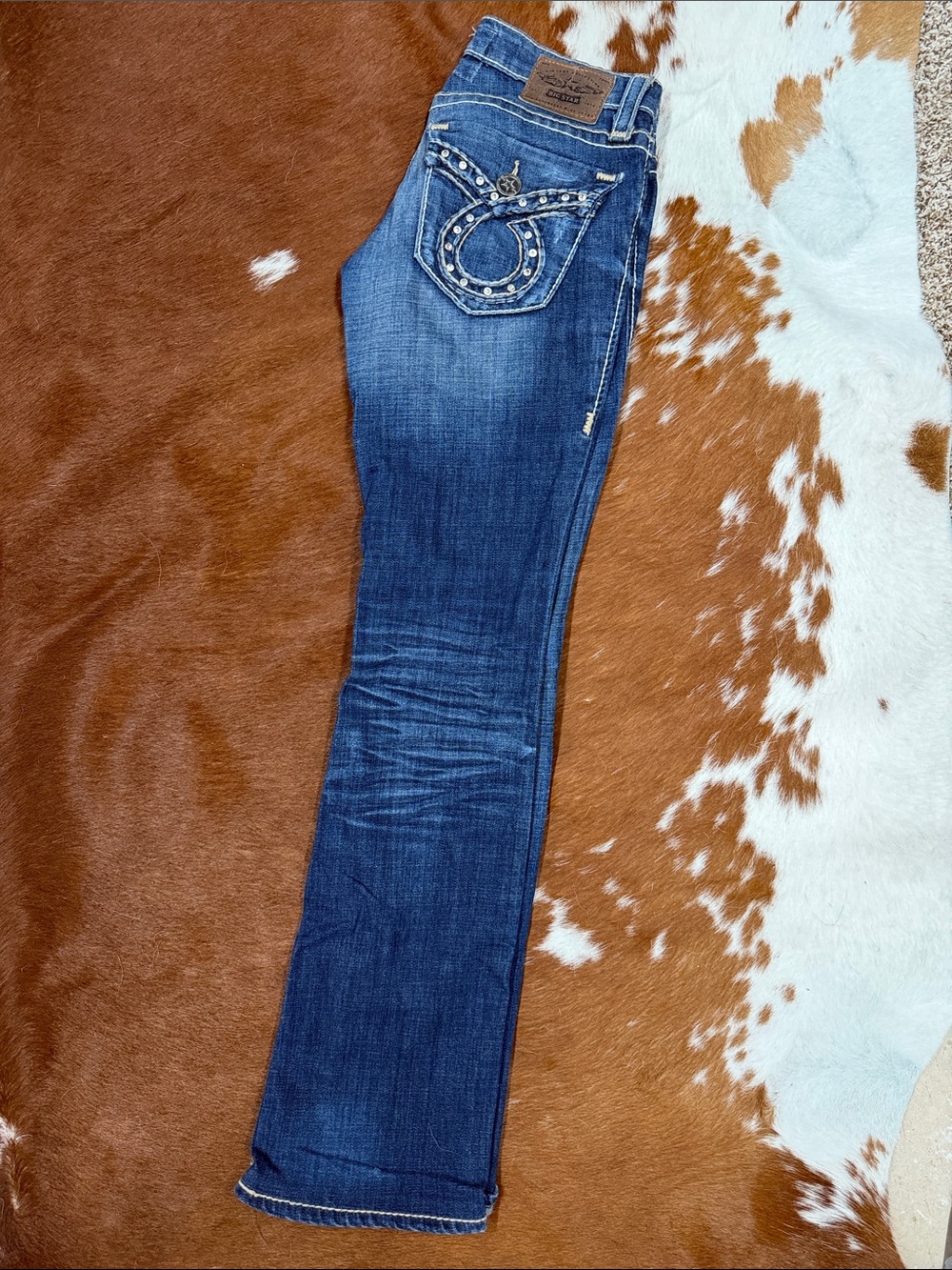 Big Star Dark Blue Boot Cut Jeans with Embellished Back Pockets